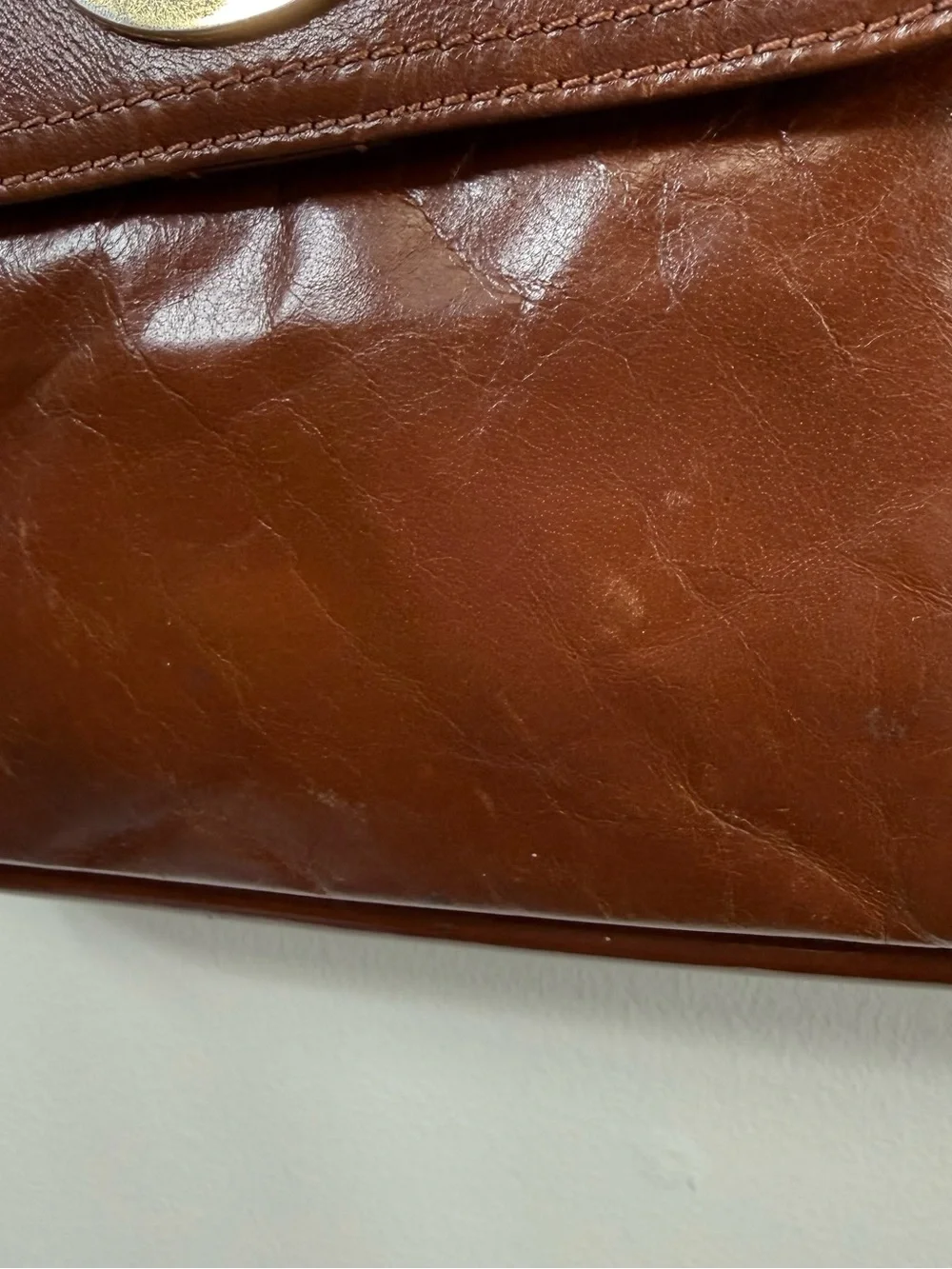 Giani Bernini Cognac Leather Crossbody Bag Turnlock Everyday Minimalist